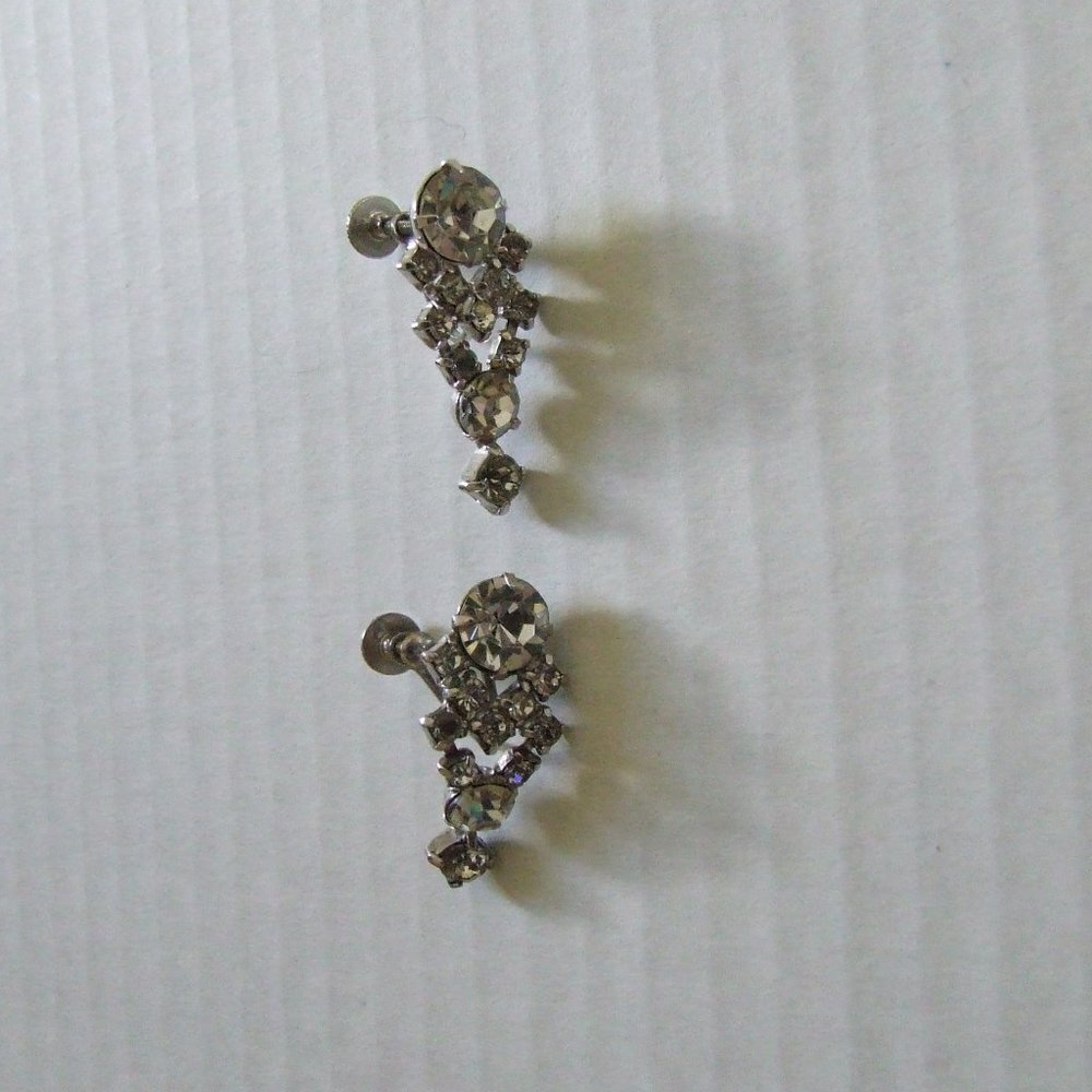 Coro rhinestone earrings vintage paste diamond clip costume jewelry